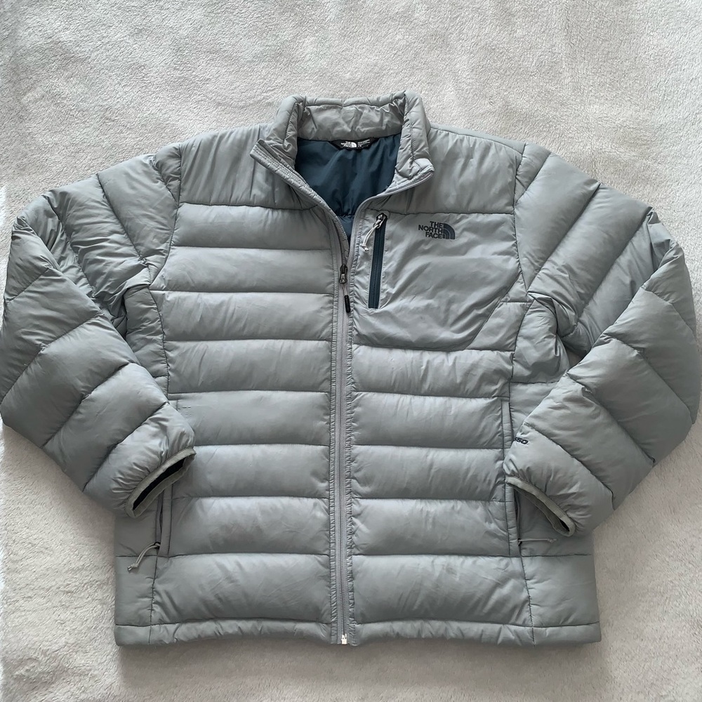 The North Face Gray/Blue Down Puffer Jacket Size L
